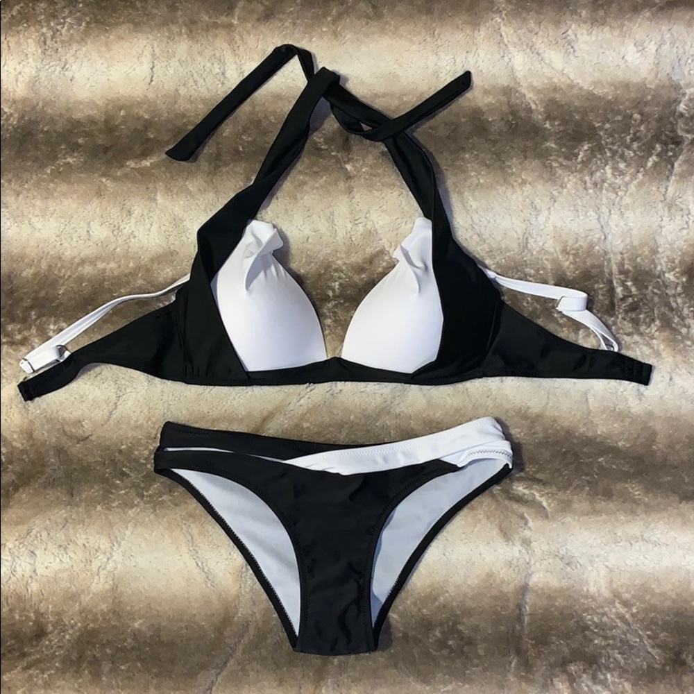 black & white bathing suit